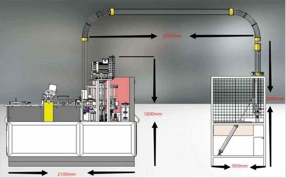Koperen staafbeker met gebost gebogen dubbele wand papierbeker vormmachine productielijn voor papier koffiebeker maken in Pakistan
