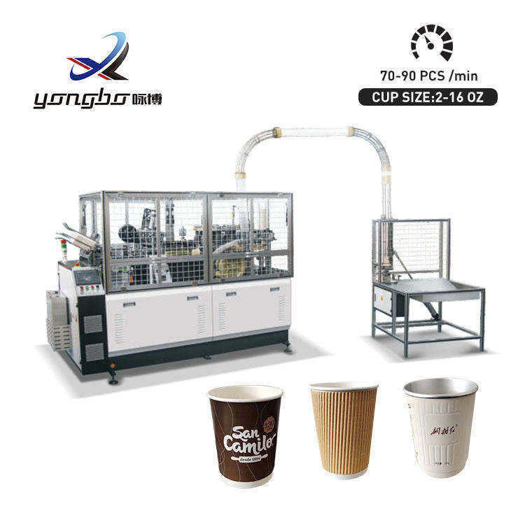 Koperen staafbeker met gebost gebogen dubbele wand papierbeker vormmachine productielijn voor papier koffiebeker maken in Pakistan
